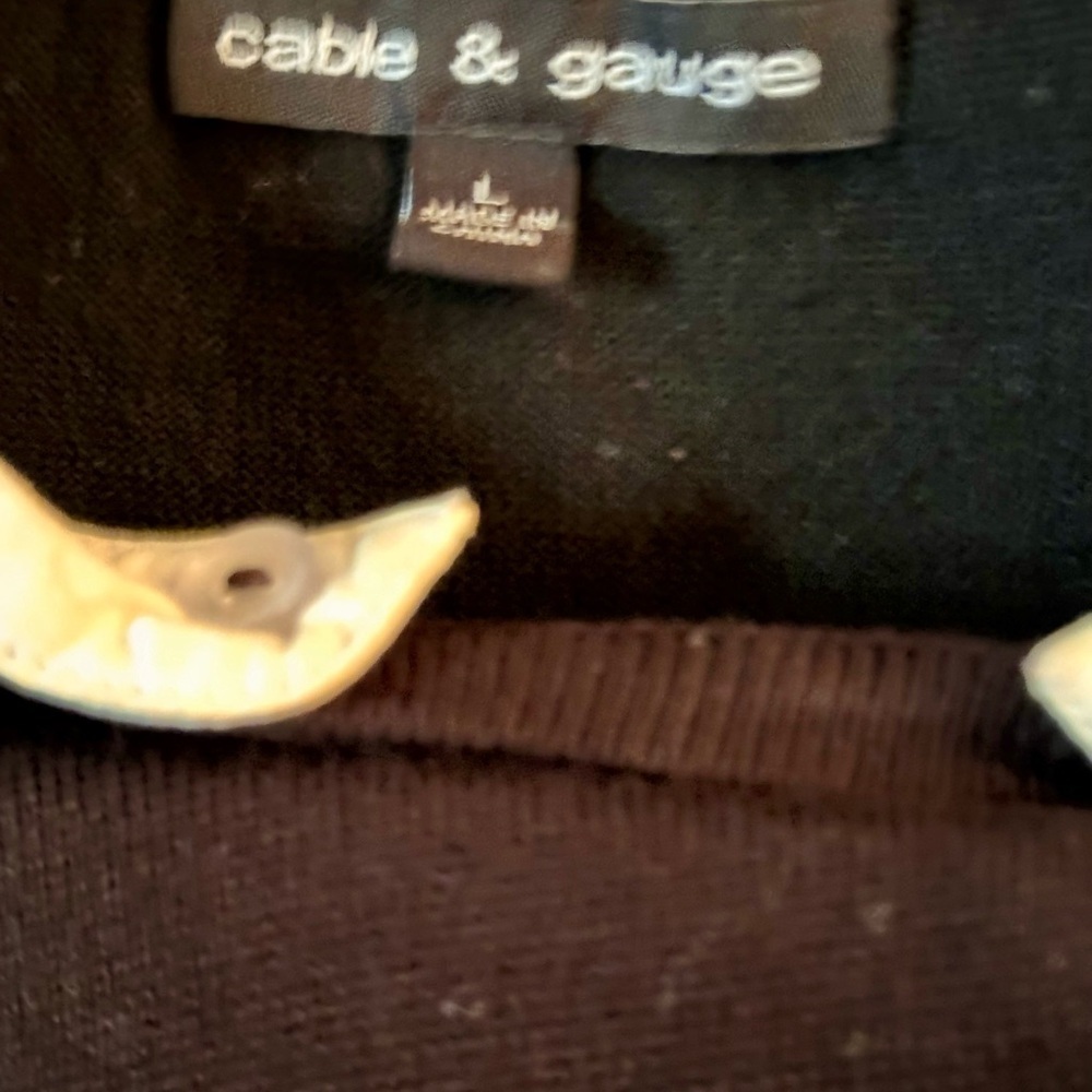 Cable & Gauge black sweater/white shirt 3/4 sleeves L - Picture 3 of 4